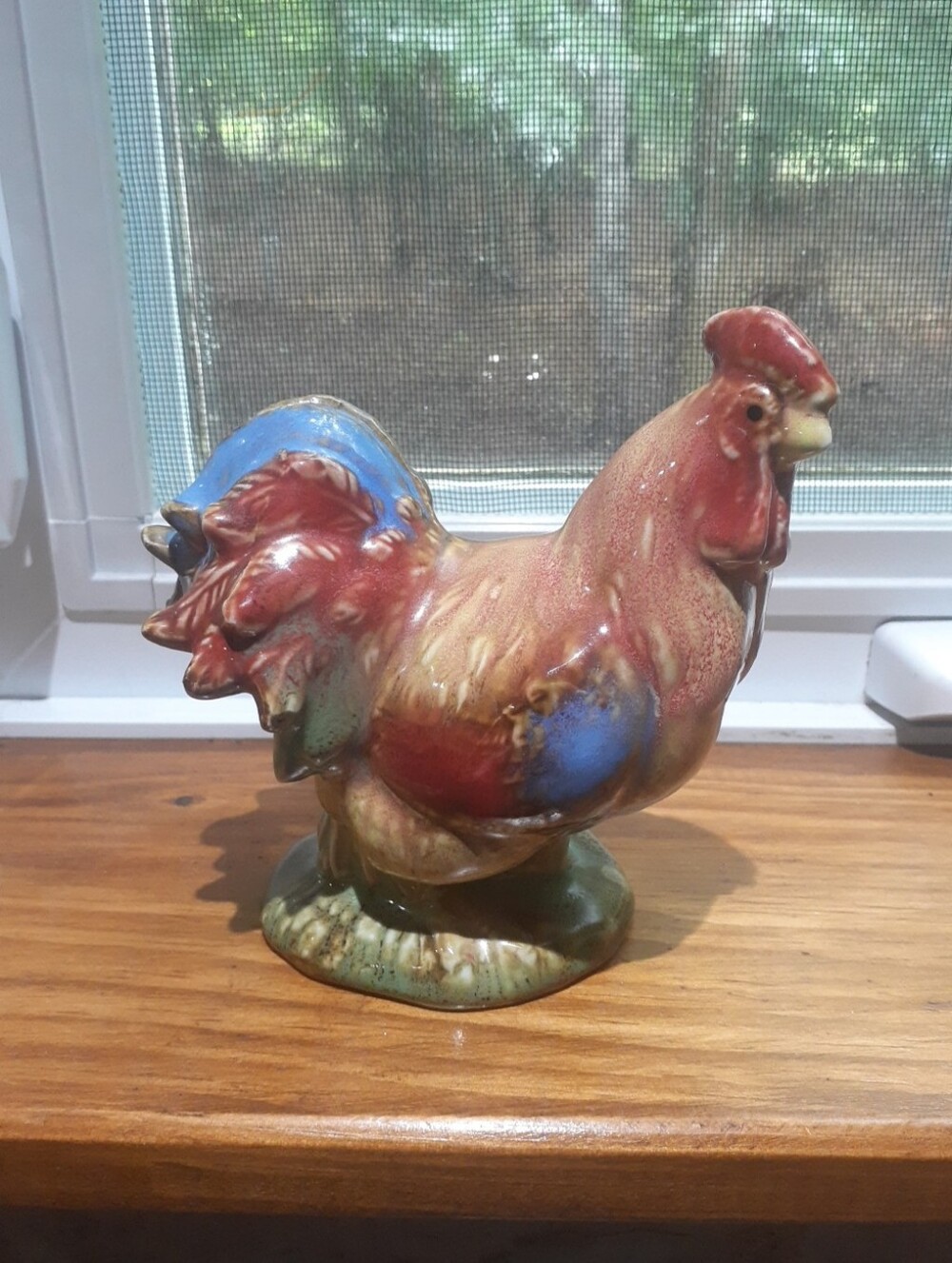 Ceramic Rooster Figurine Multicolour High Gloss